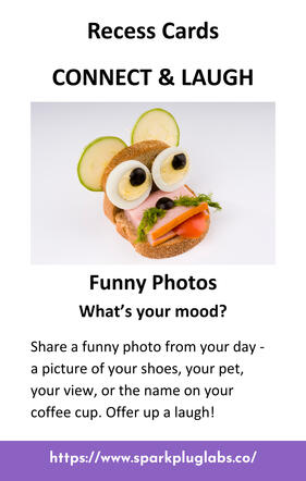 Recess Cards: Funny Photos a picture of a recess card labeled: Connect & Laugh, Funny Photos